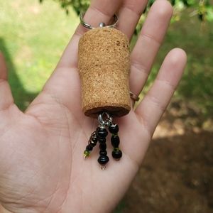 Beaded cork keychain